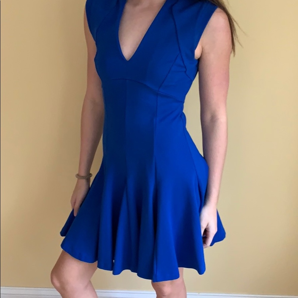 Royal blue V-cut dress